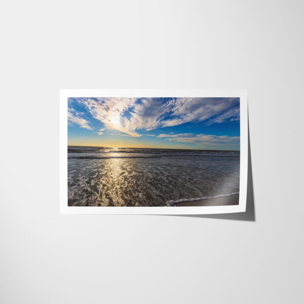 Tranquil Blue Sunshine Florida Beach Sunset Photo Lustre Paper Print