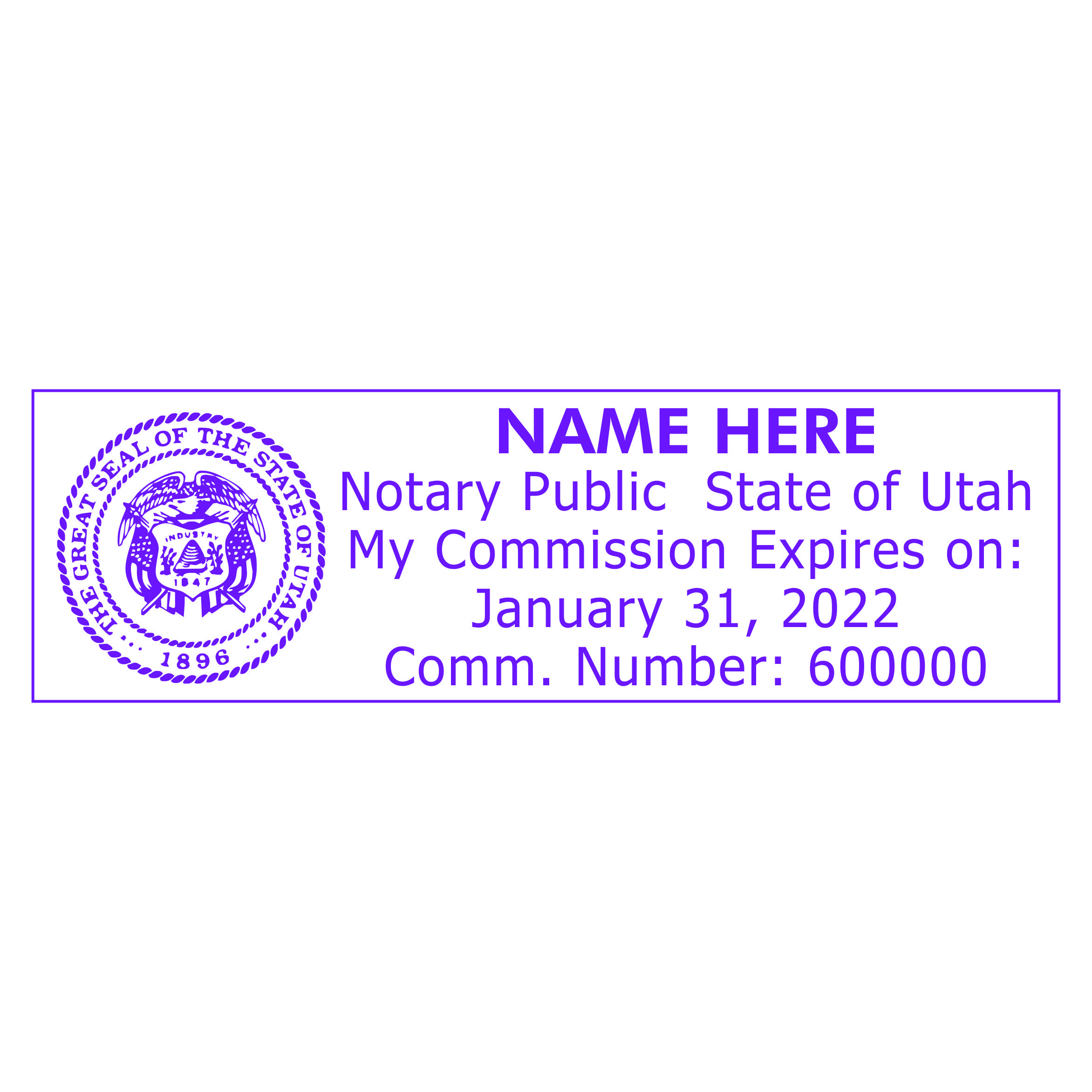 Utah Pre-inked Rectangle Notary Stamp